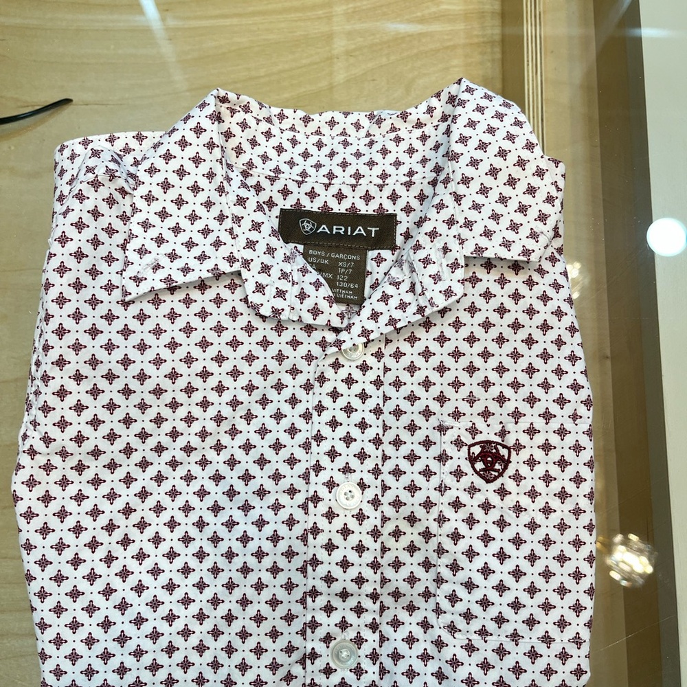 Ariat White and Red Patterned Men's Shirt